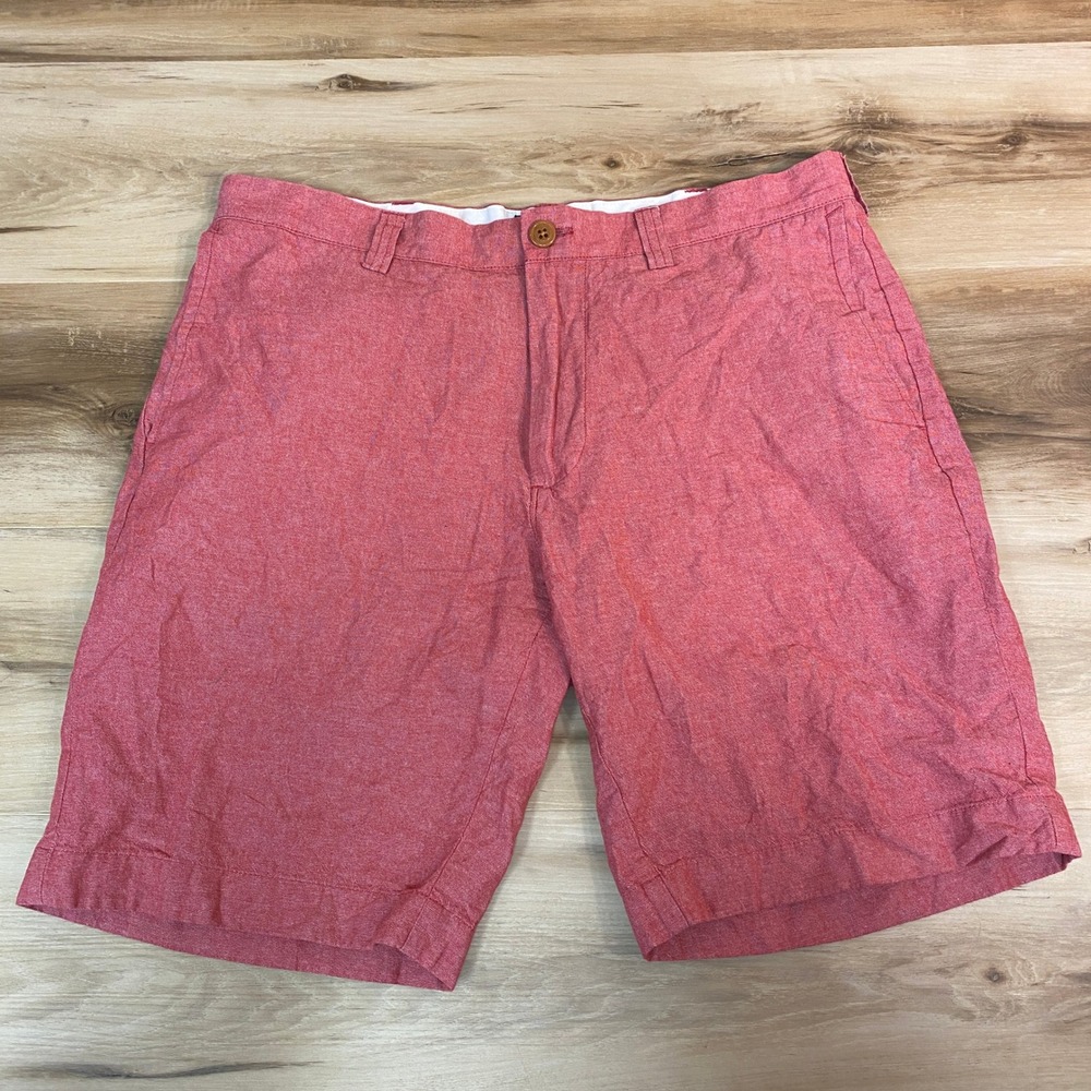 J. Crew Gramercy‎ Shorts Mens 33 Red Cotton Chambray Chino